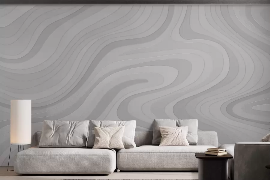 murales ondas abstractas en tonos grises w04813v1