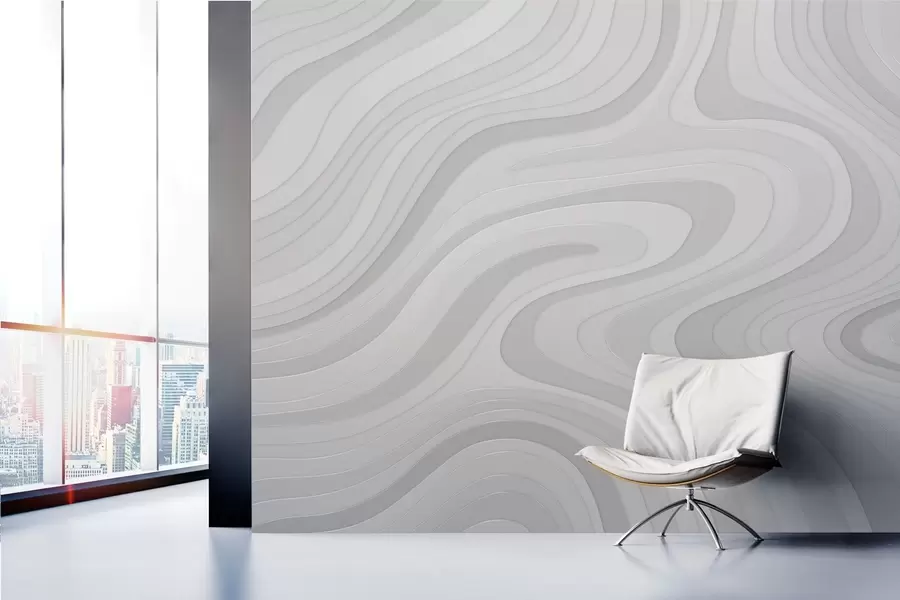 peintures murales vagues abstraites dans les tons gris w04813v1