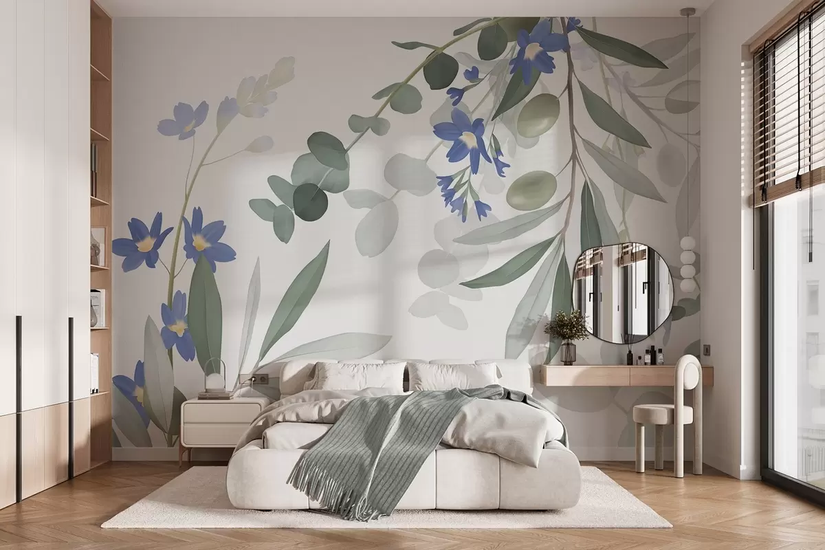 Wall Mural Photo Wallpaper Eucalyptus branches and flowers w04821