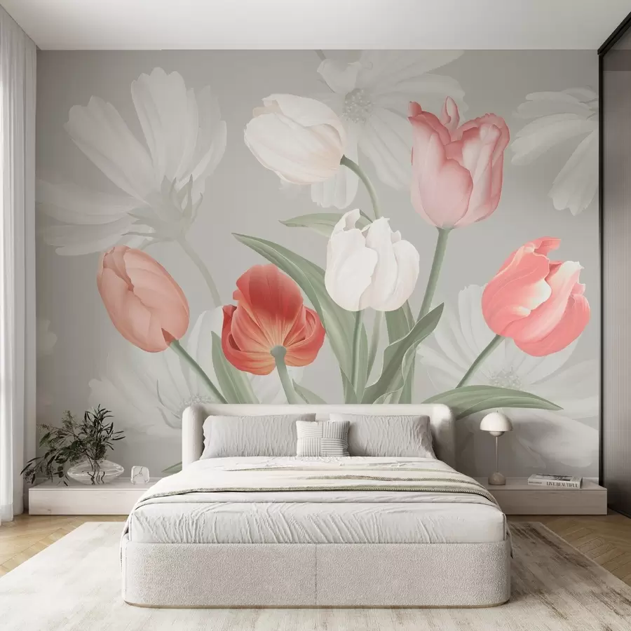 Wall Mural Photo Wallpaper Flower bouquet with tulips w04784