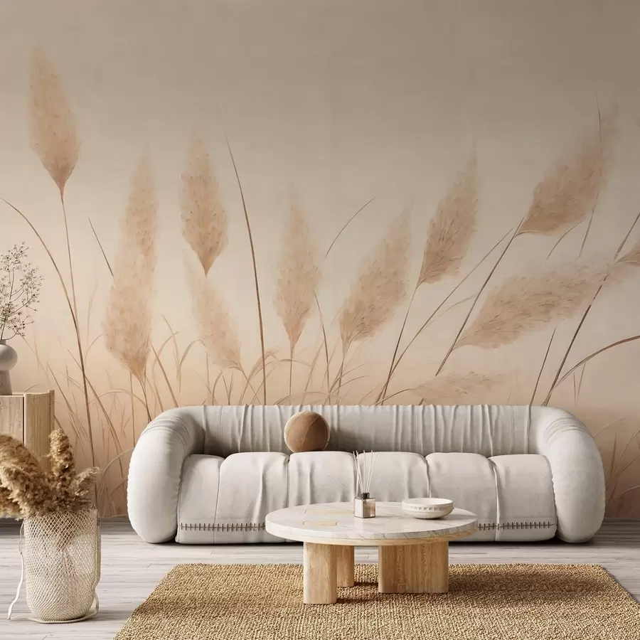 Wall Mural Photo Wallpaper Soft beige pampas grass in the field w09324