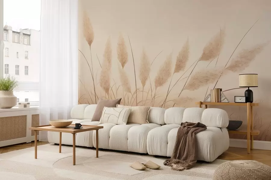 wall murals Soft beige pampas grass in the field w09324
