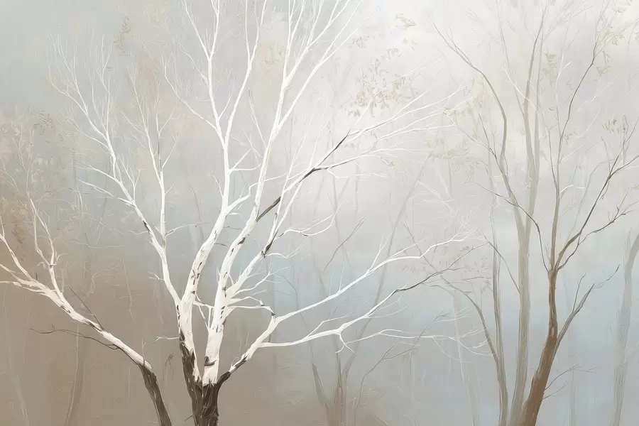 peintures murales Branches légères dans la brume matinale aux tons pastel w09447