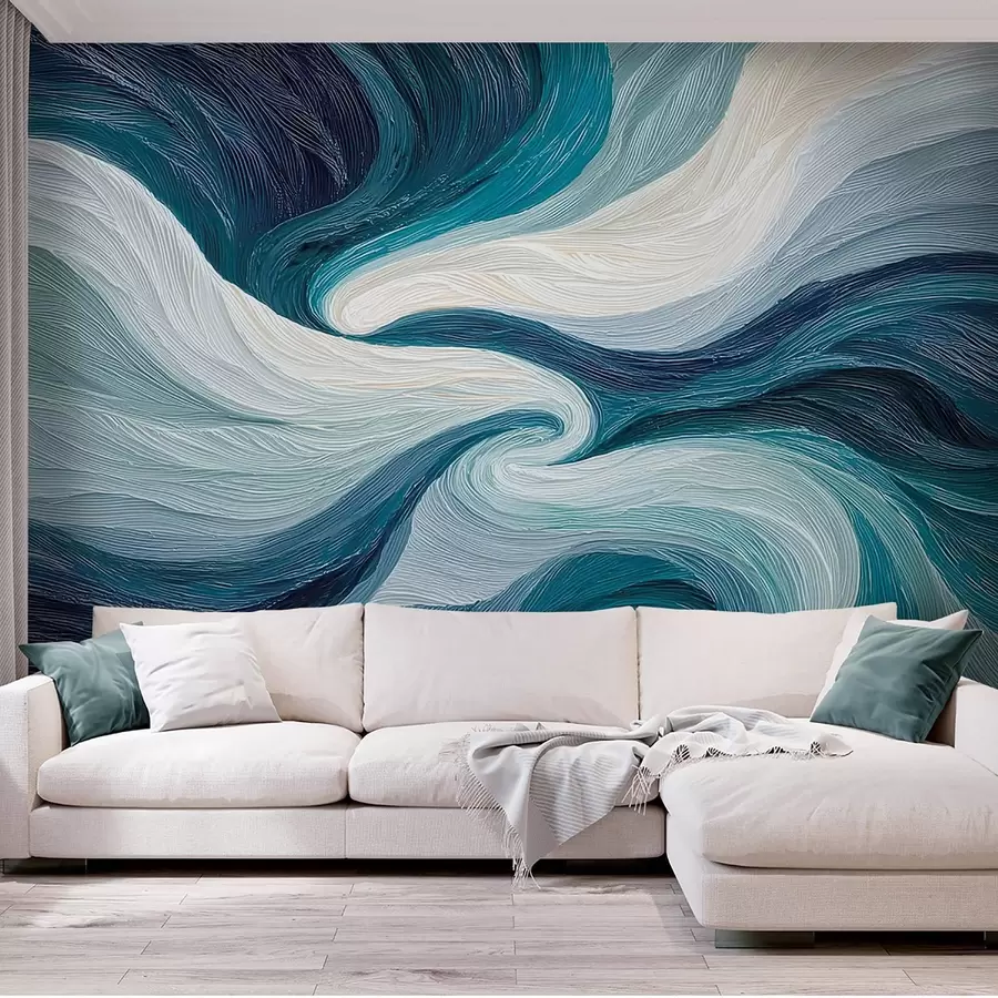 Wall Mural Photo Wallpaper Abstract water and wind in cool tones w09453