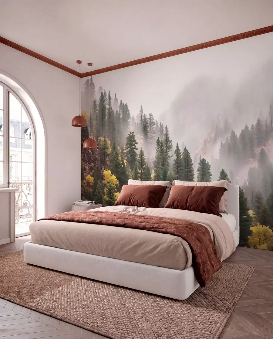 Wall Mural Photo Wallpaper Wooded Slopes in Mist w09463