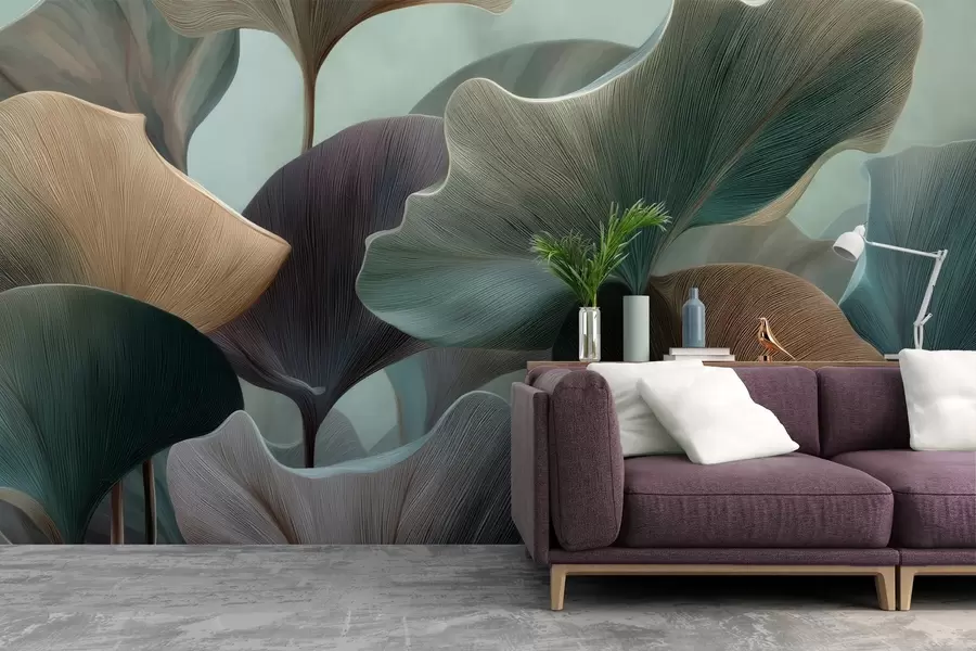 wall murals Large leaves w04847v2