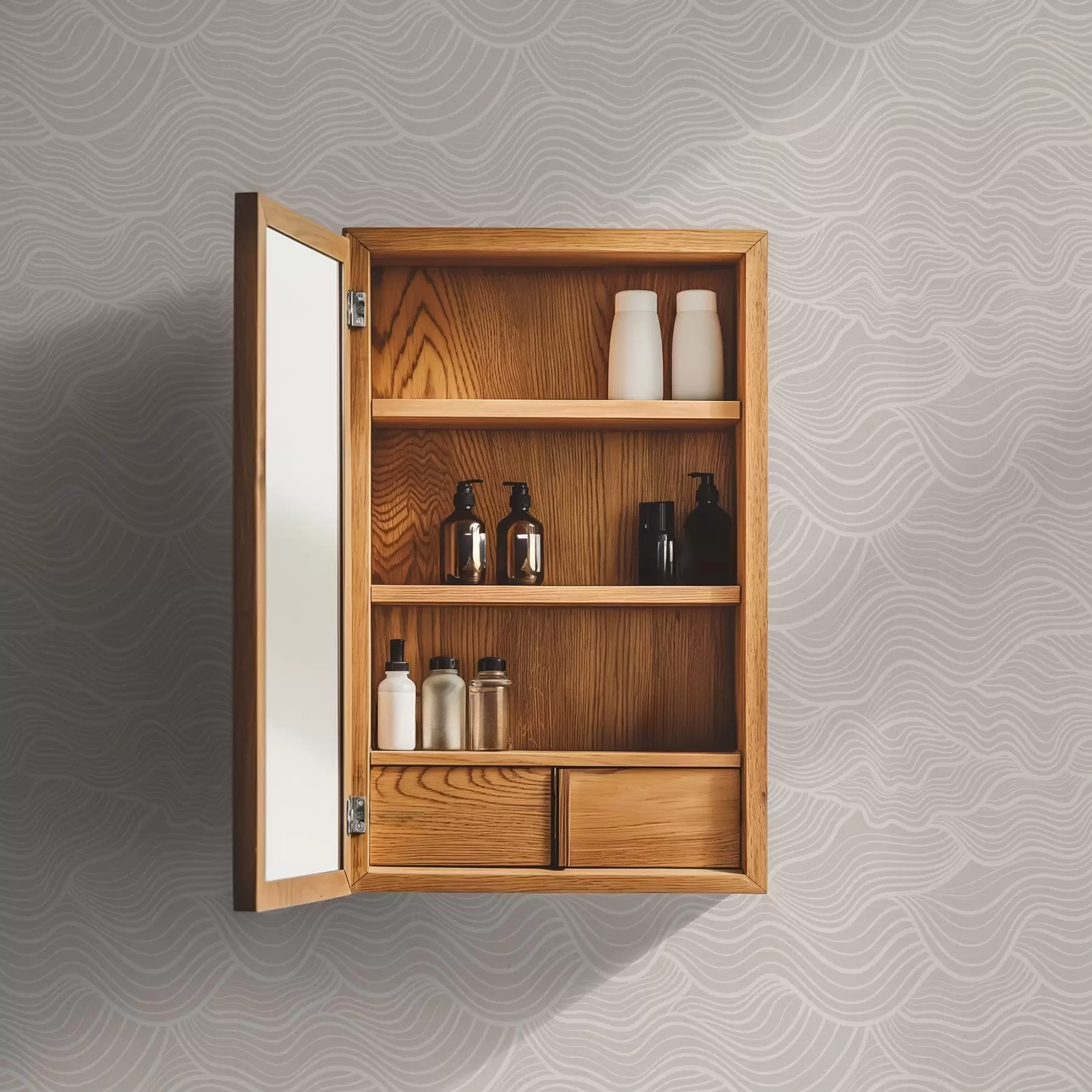 Wall Mural Photo Wallpaper Tone-on-tone wavy lines on warm beige a00681v1