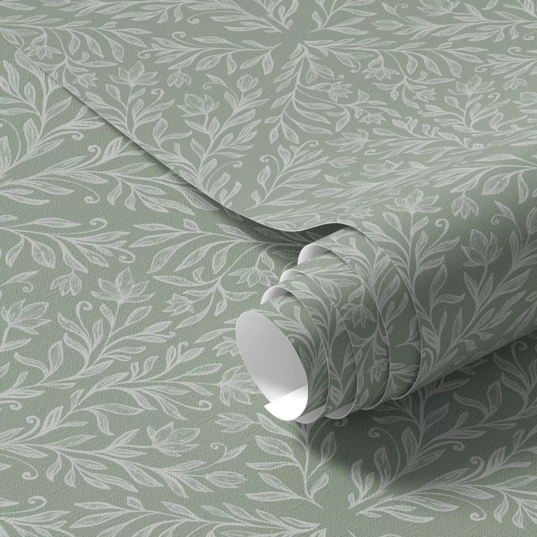 Wall Mural Photo Wallpaper Botanical damask on mint-olive background a00815