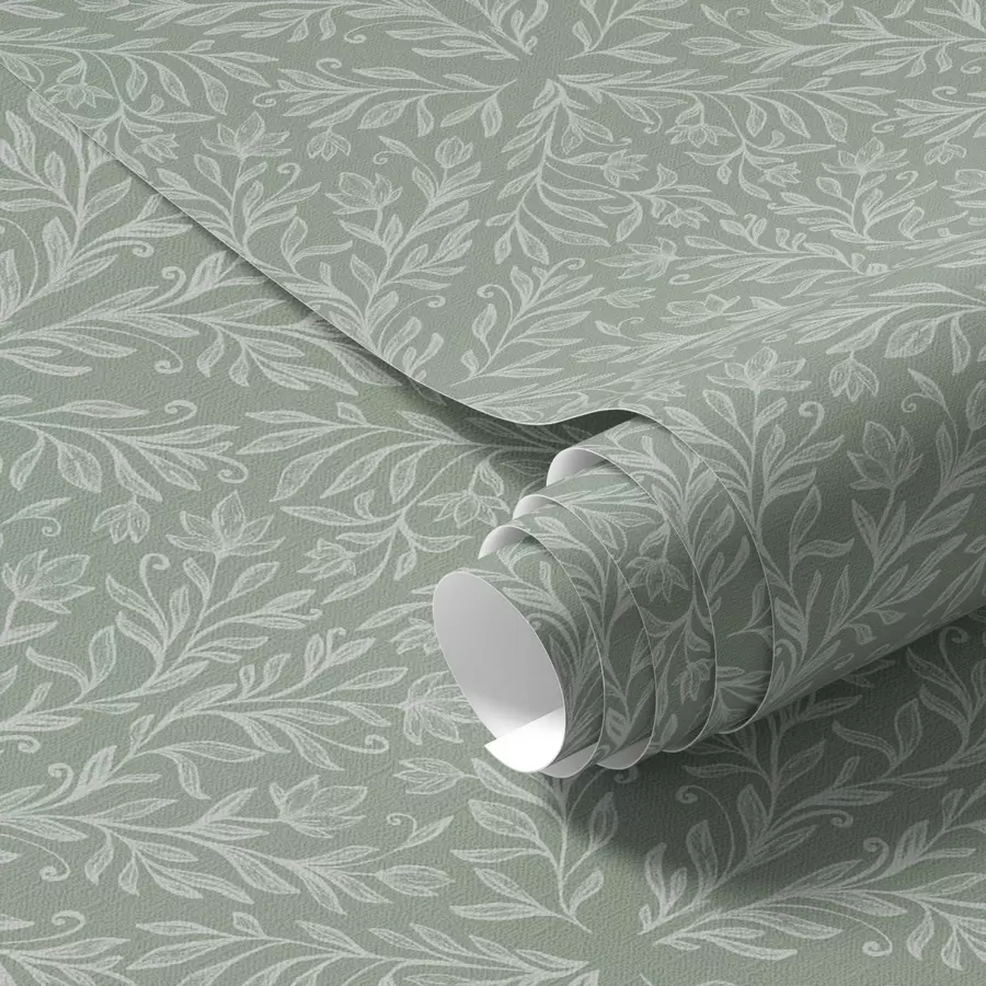 Wall Mural Photo Wallpaper Botanical damask on mint-olive background a00815