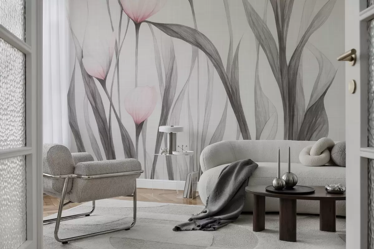 wall murals Fragile translucent tulips w04831v1