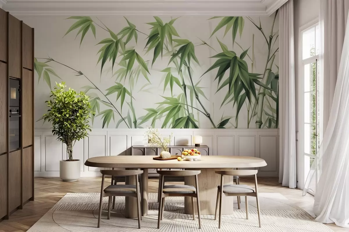 wall murals Bamboo on a light watercolor background w04834