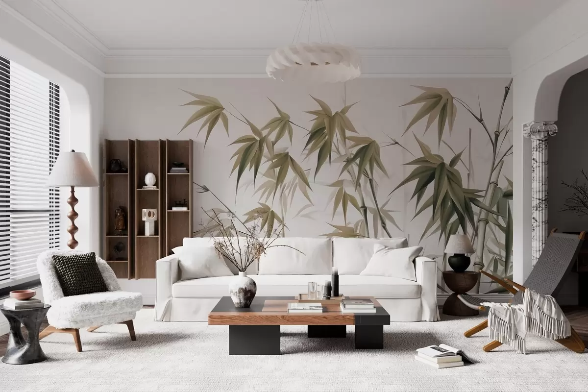 wall murals Bamboo on a light watercolor background w04834v1