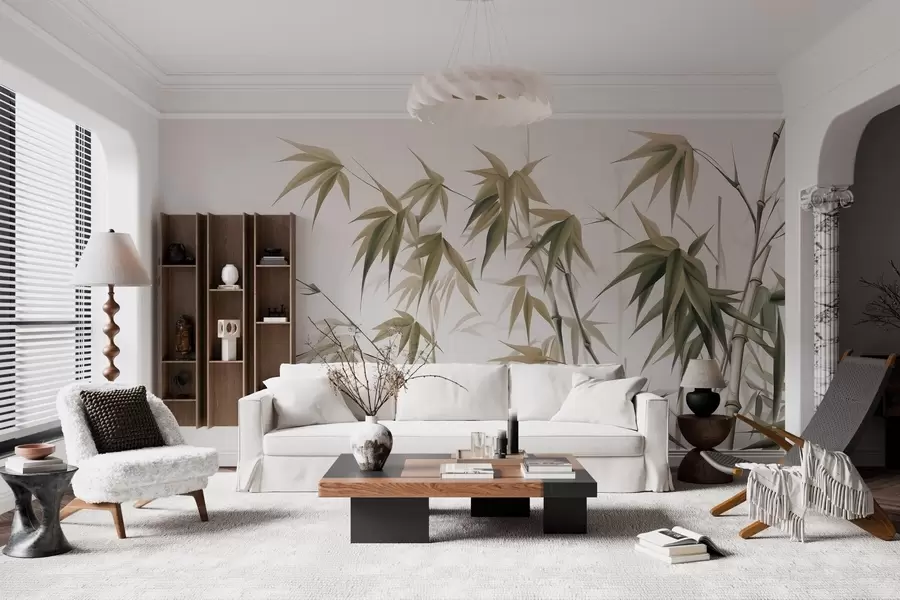 wall murals Bamboo on a light watercolor background w04834v1