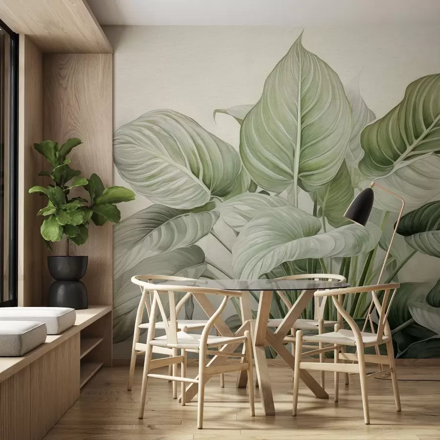 Wall Mural Photo Wallpaper Lush bush of green leaves on the wall w04835