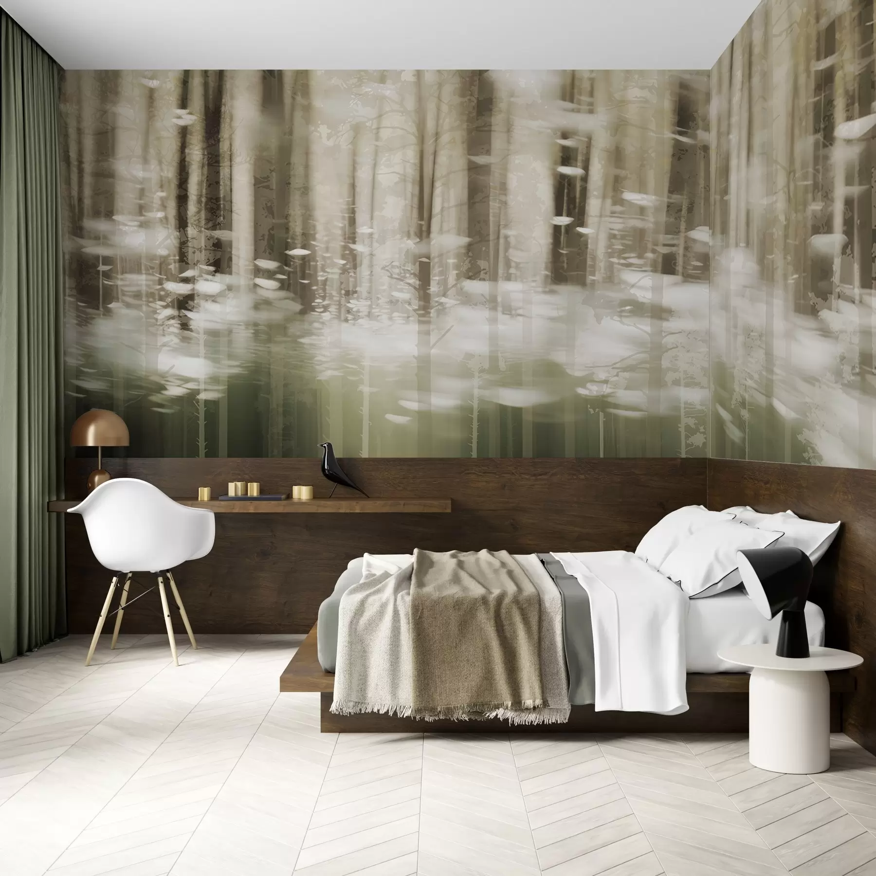 Wall Mural Photo Wallpaper Stylized tree trunks in pastel colors w04844