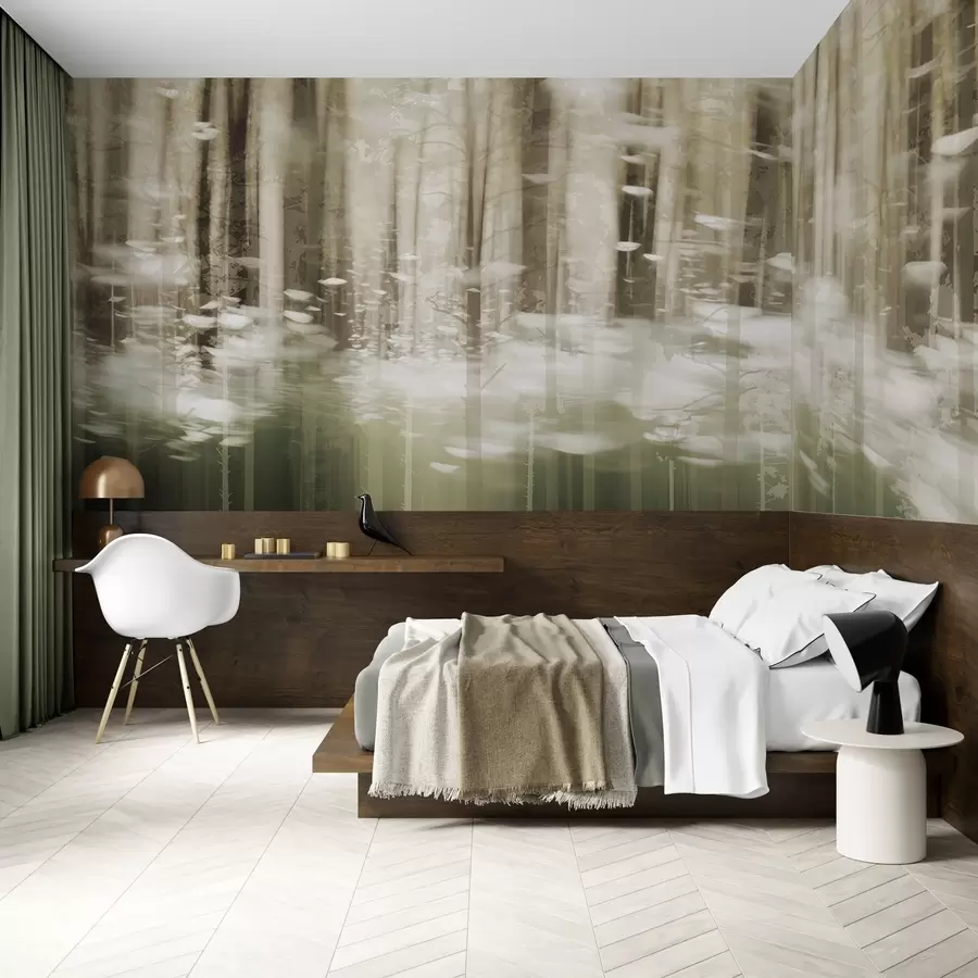 murales Troncos de árboles estilizados en colores pastel w04844