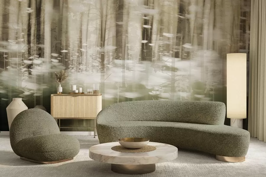 Wall Mural Photo Wallpaper Stylized tree trunks in pastel colors w04844