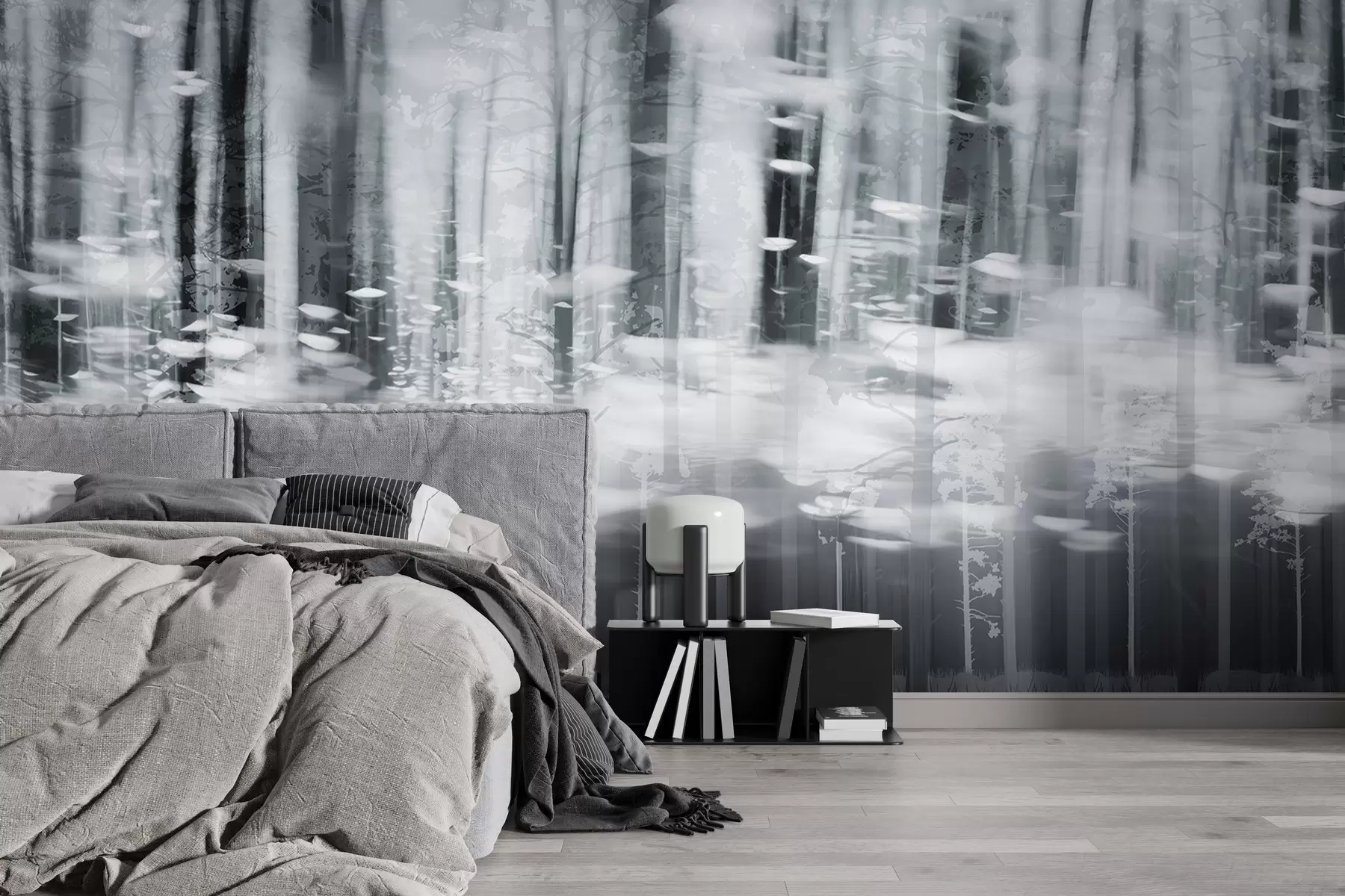 peintures murales Troncs d'arbres stylisés aux couleurs pastel w04844v2