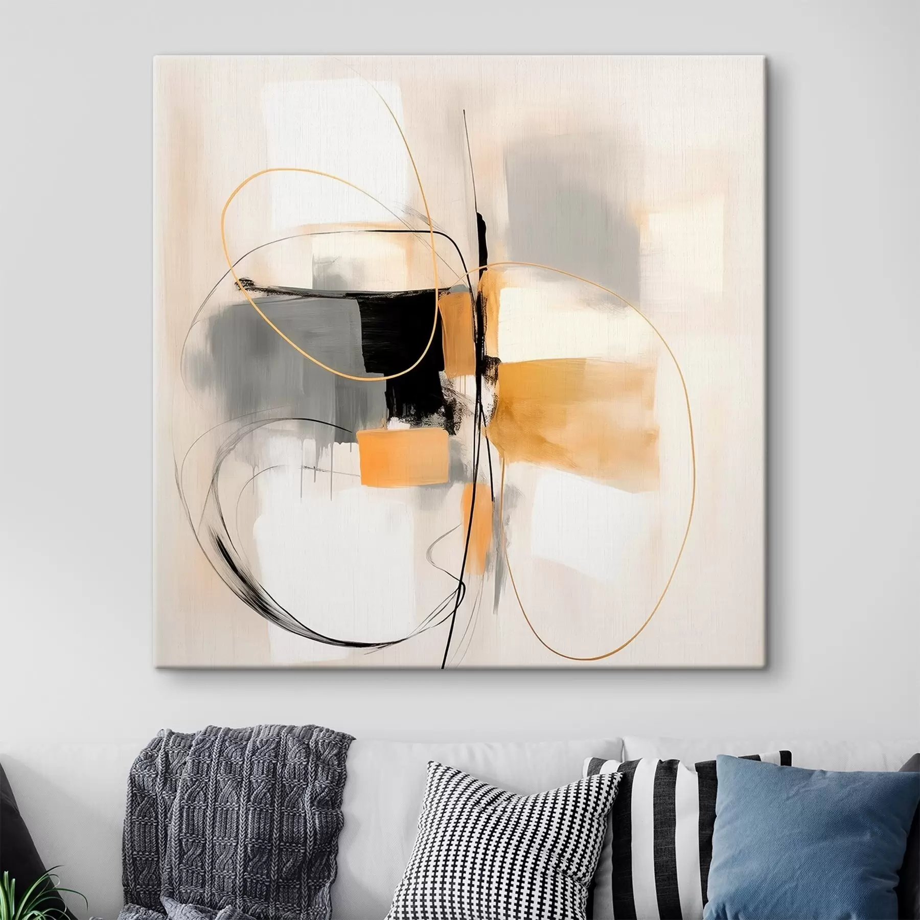 murales Abstracto, líneas y formas en estilo óleo s46322