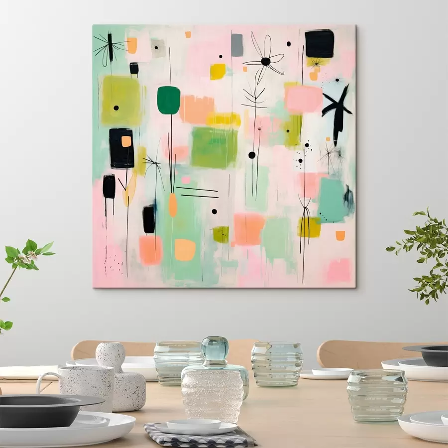 murales Flores abstractas, composición ligera en estilo óleo s46325