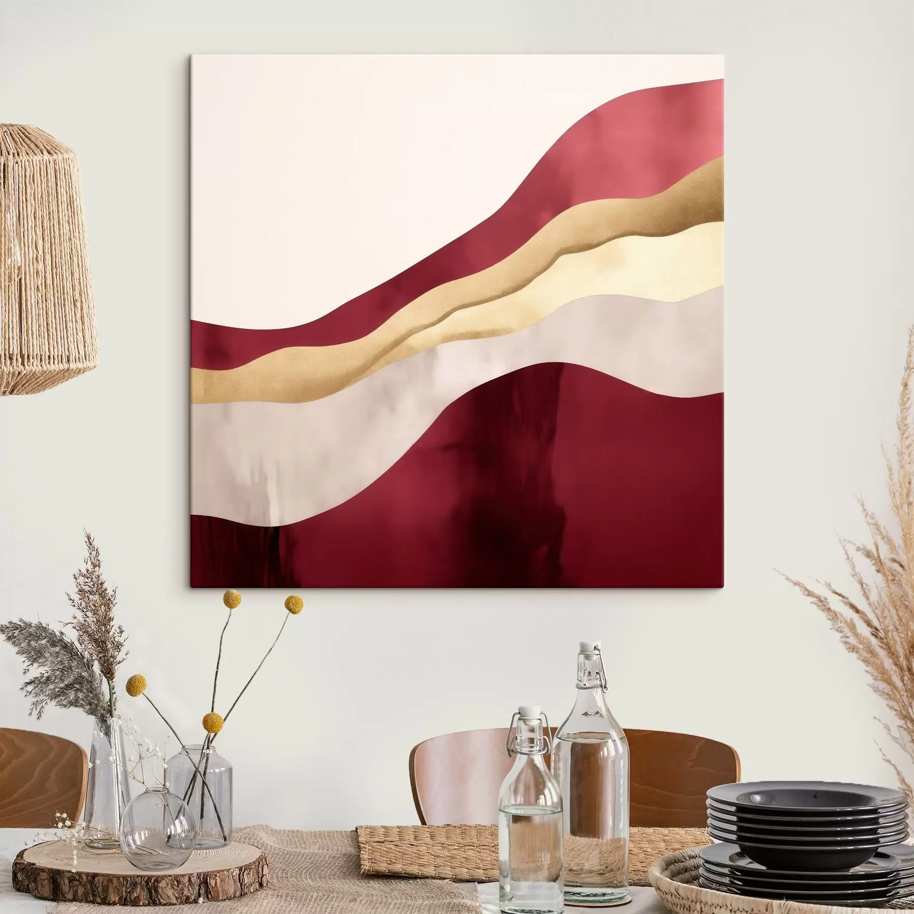 wall murals Burgundy, pink and sandy accent, geometric style s46331