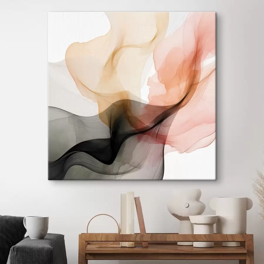 murales Desbordamientos de coral y gris en un estilo delicado s46333