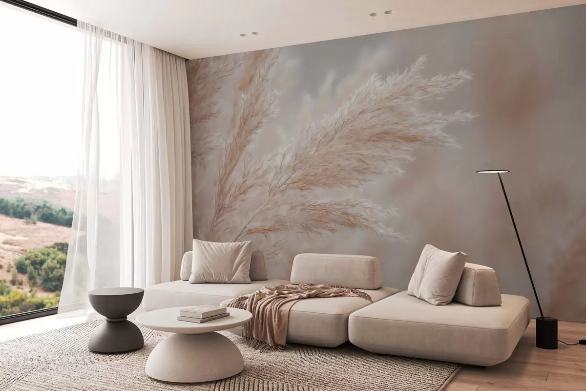 wall murals stylised large reeds w04814