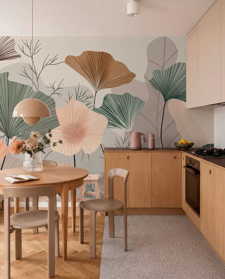 wall murals stylish lotus leaves w04815