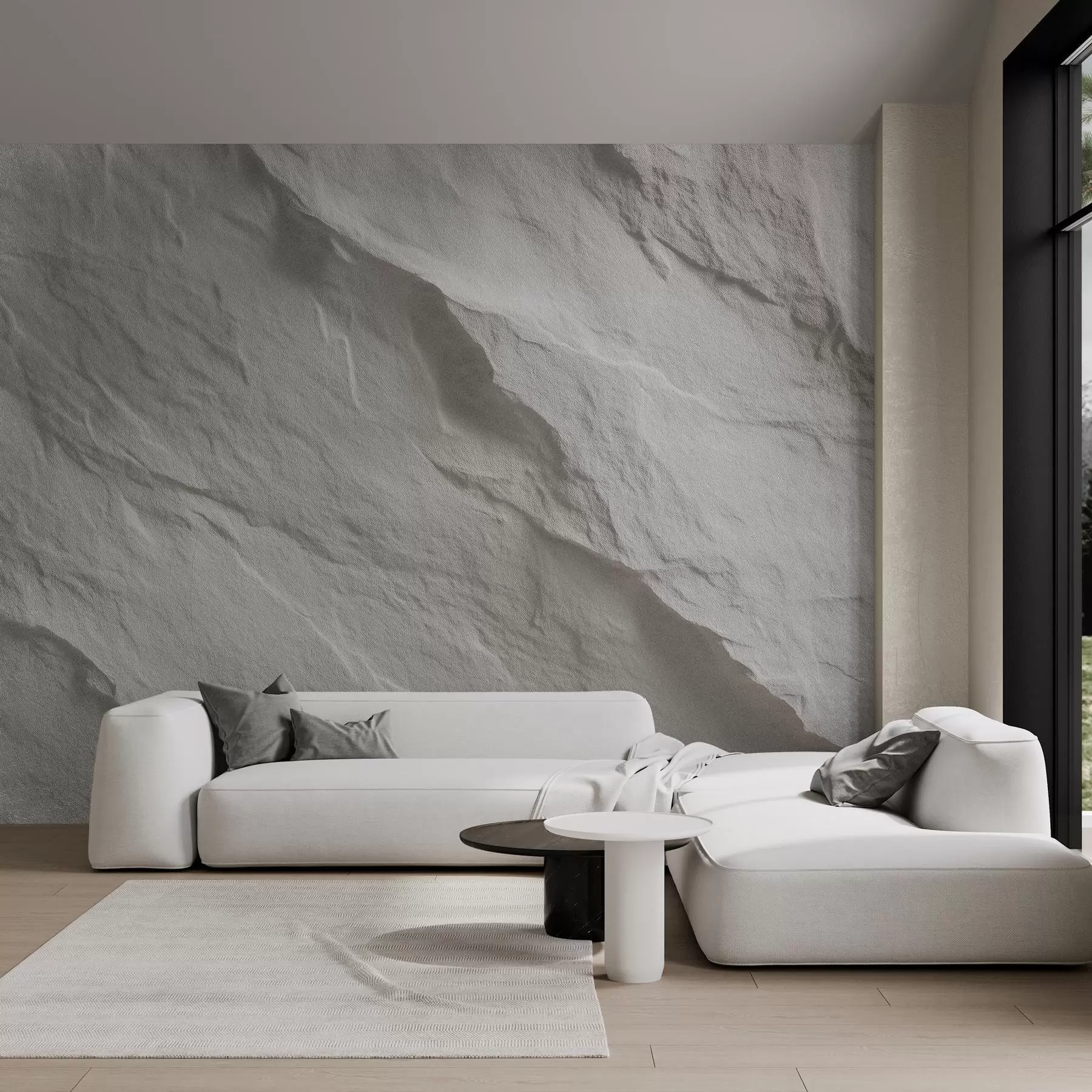 Wall Mural Photo Wallpaper imitation of white rock in interior design w04818