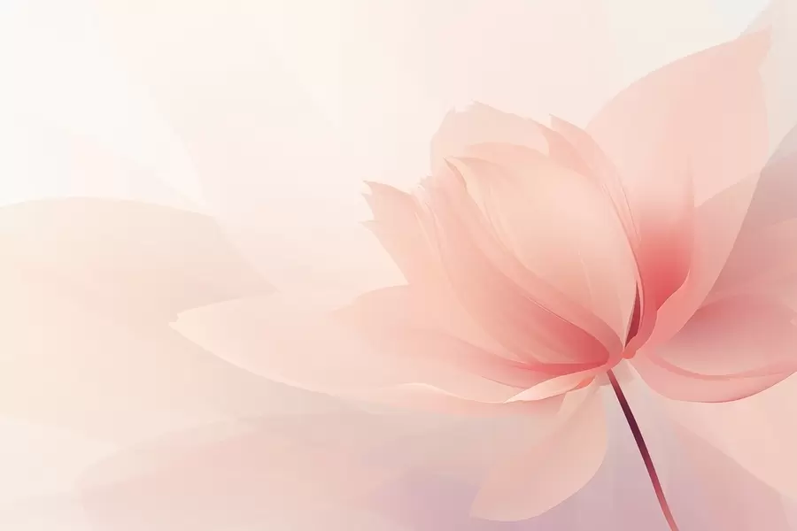 murales Flor grande en suaves tonos rosa melocotón. w09356