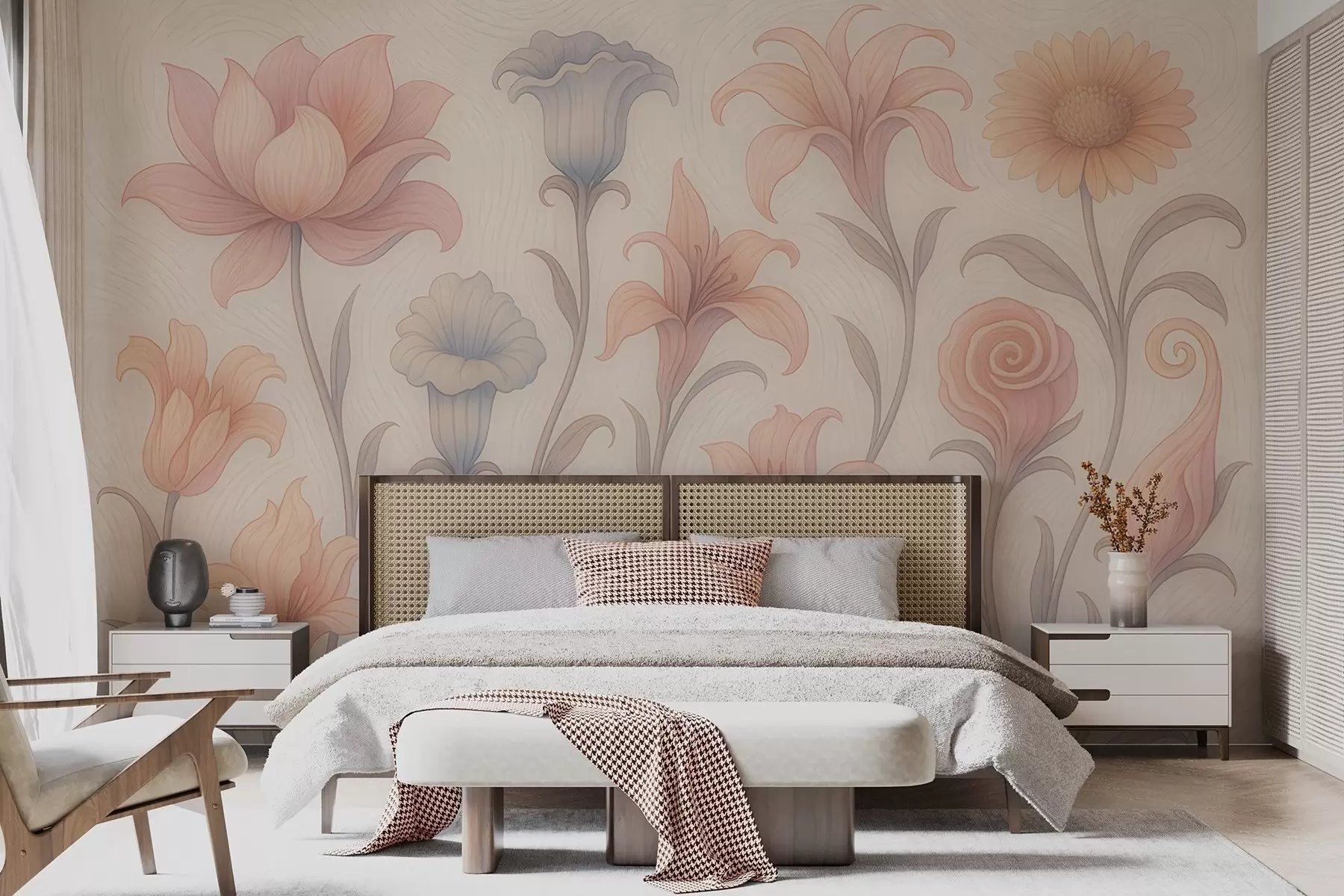 Wall Mural Photo Wallpaper Tender floral composition in pastel colors w09503