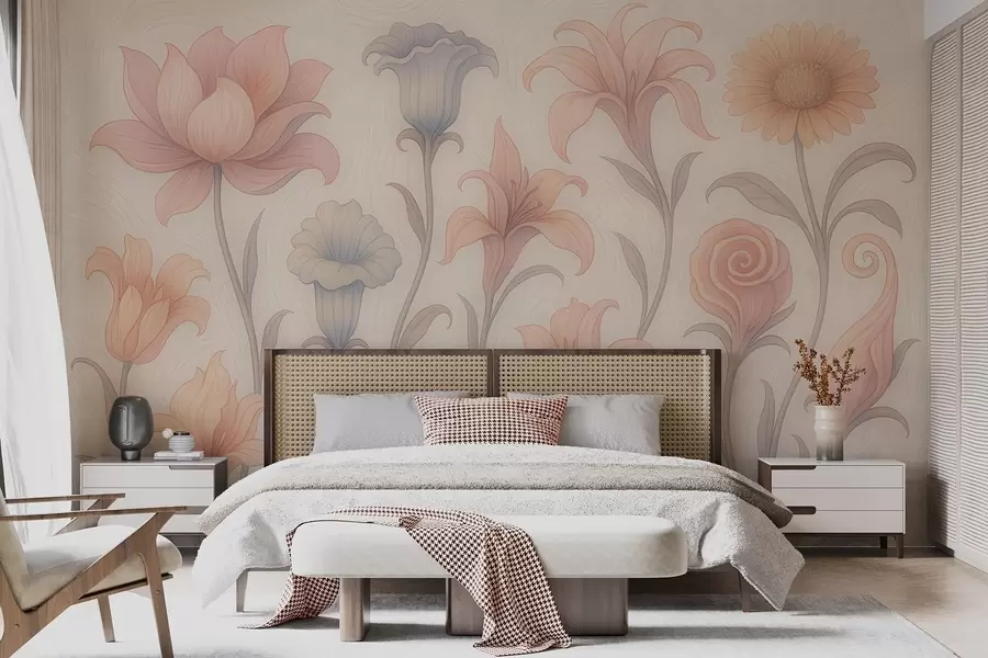 Wall Mural Photo Wallpaper Tender floral composition in pastel colors w09503