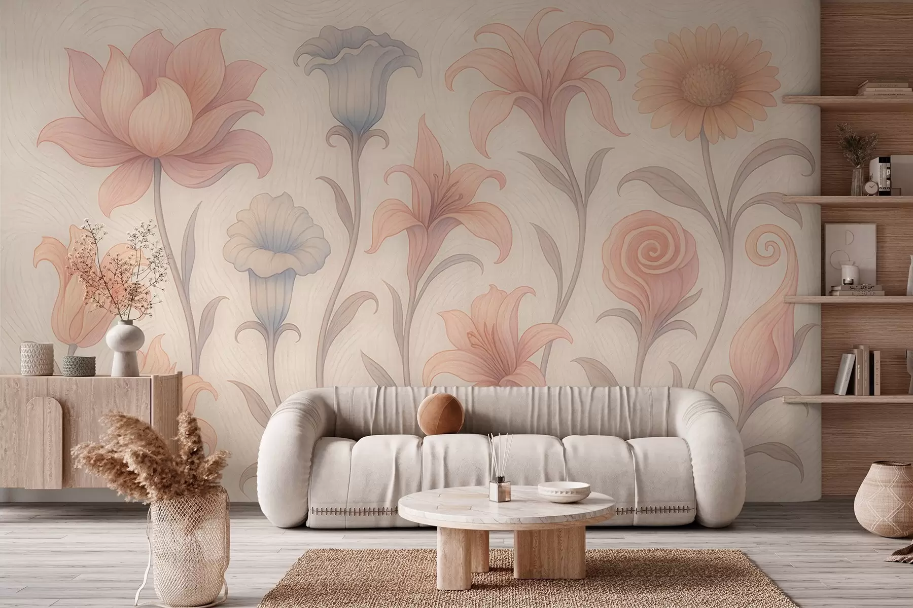 Wall Mural Photo Wallpaper Tender floral composition in pastel colors w09503