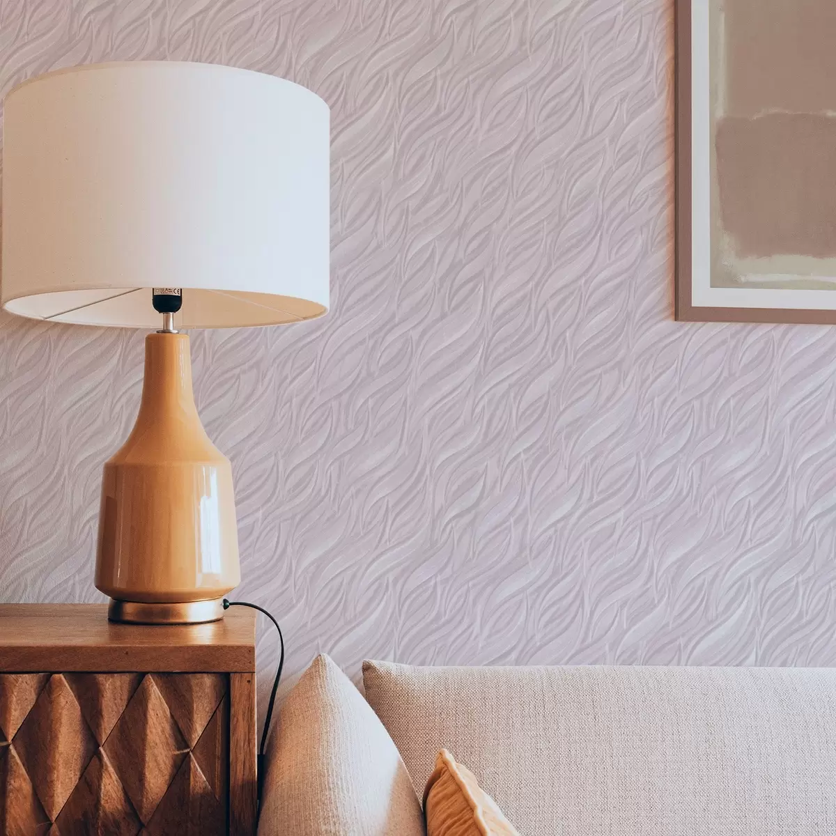 Papier peint Vagues texturées au pinceau, rose poudré a00688v1