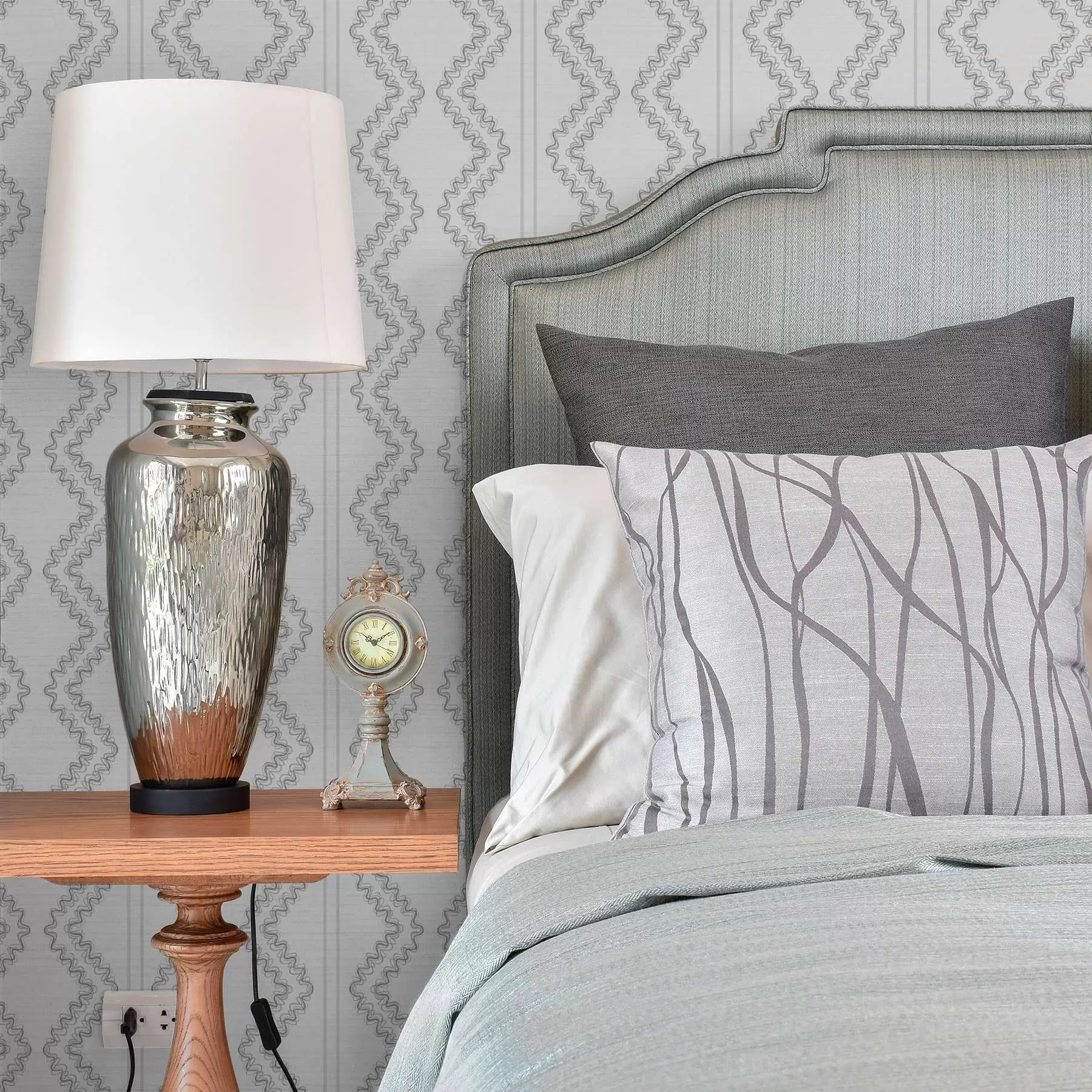 wall murals Lace-line zigzags, neutral gray a00689v2