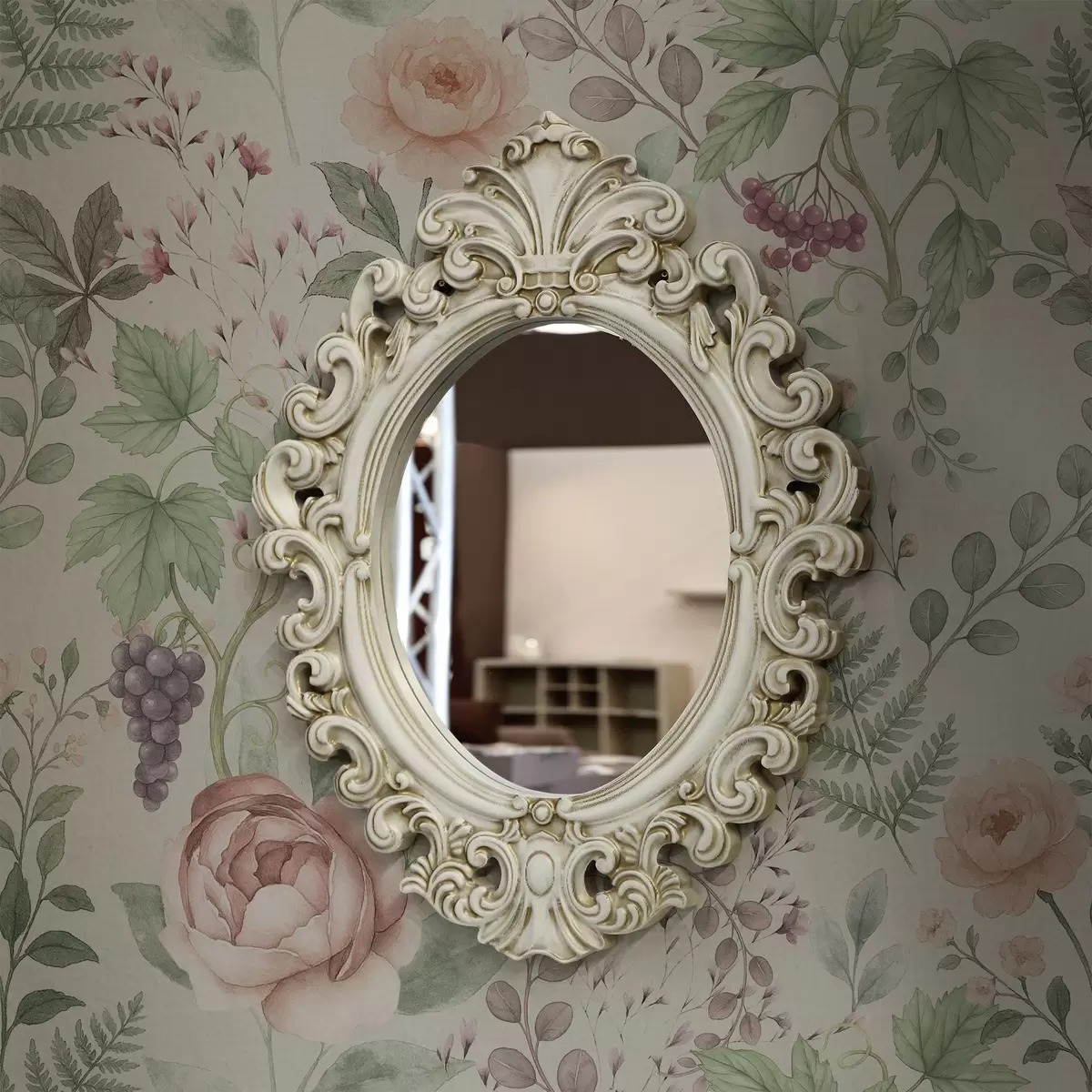 Wallpaper Pastel garden with roses, ferns and grapes a00867