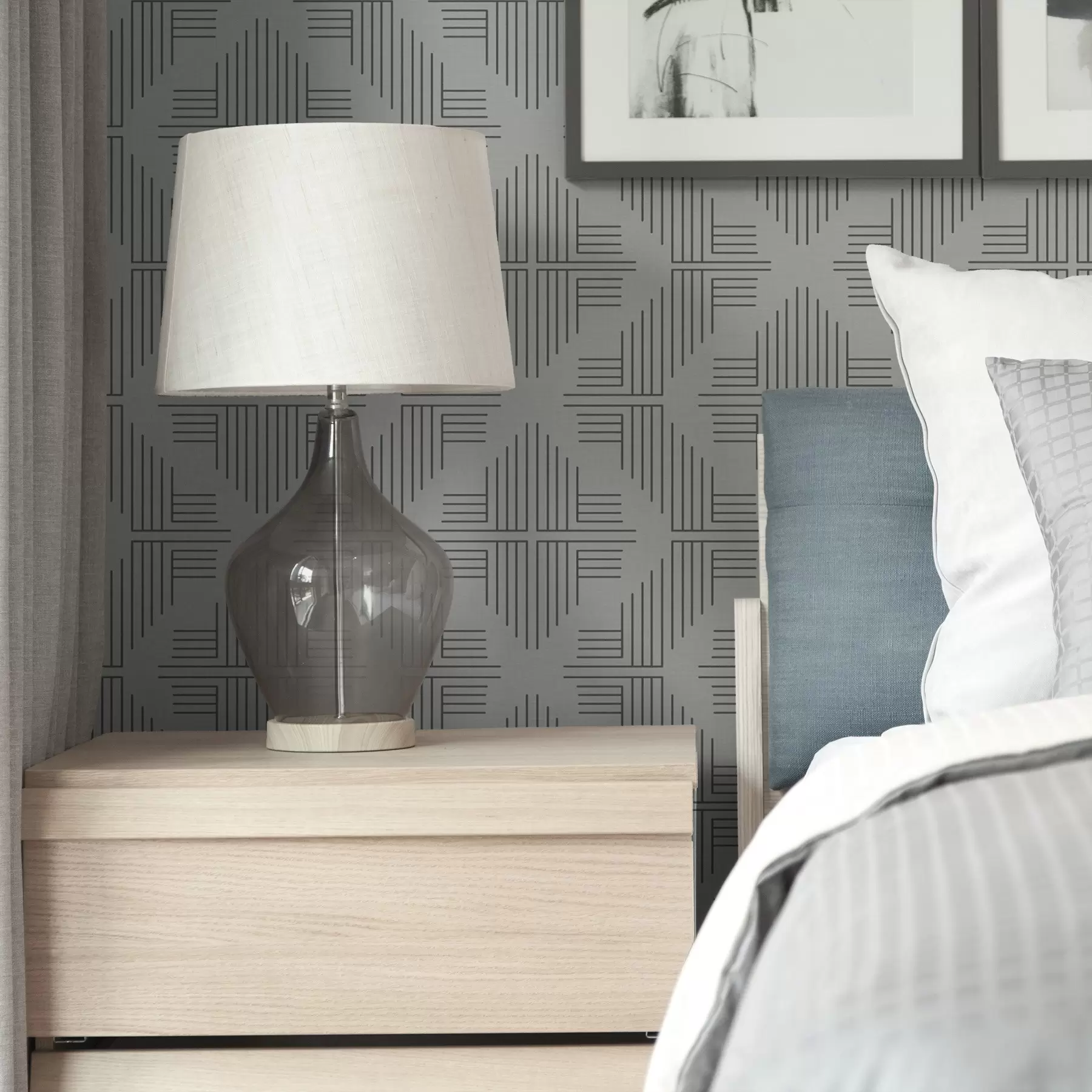 wall murals Slate lines forming stepped squares on pale gray a00909