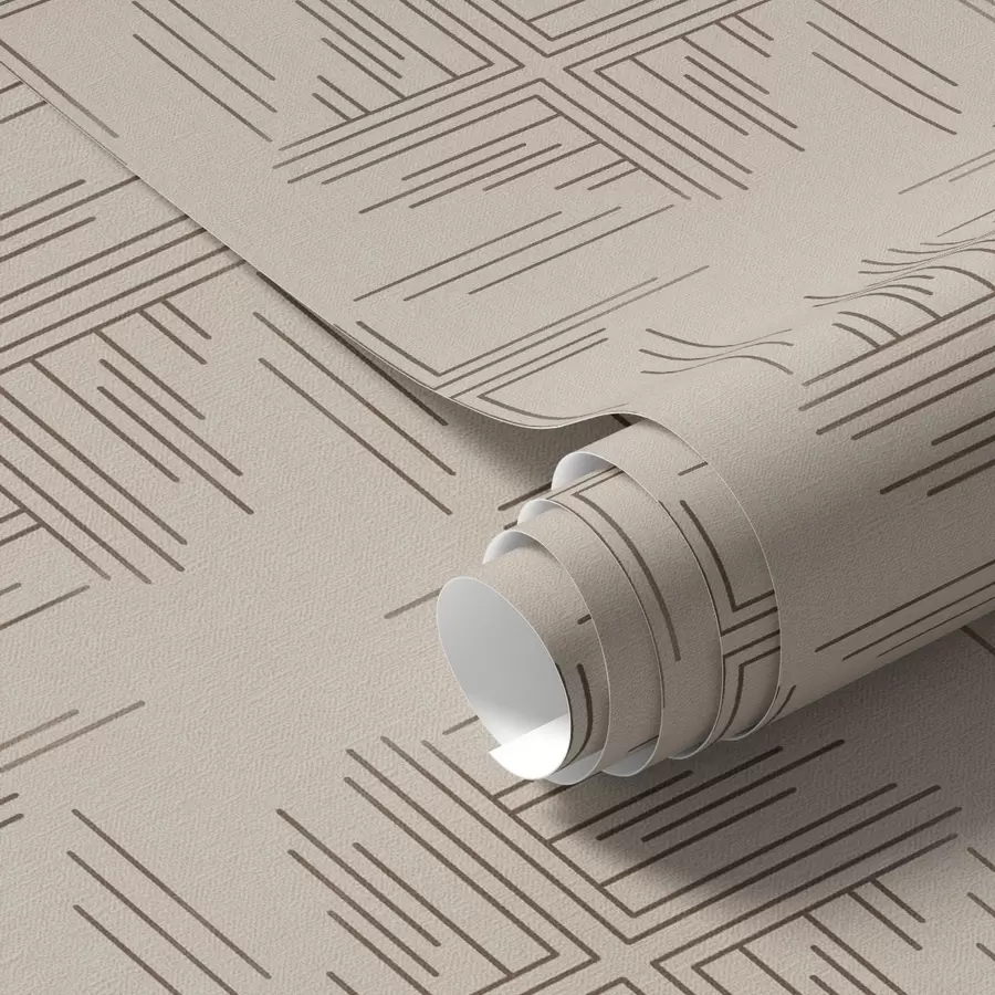 peintures murales Grilles de lignes en cacao avec petites croix centrales, beige a00911