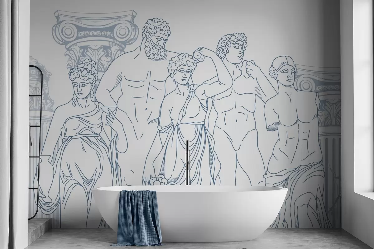 murales Gente antigua y columnas w04865