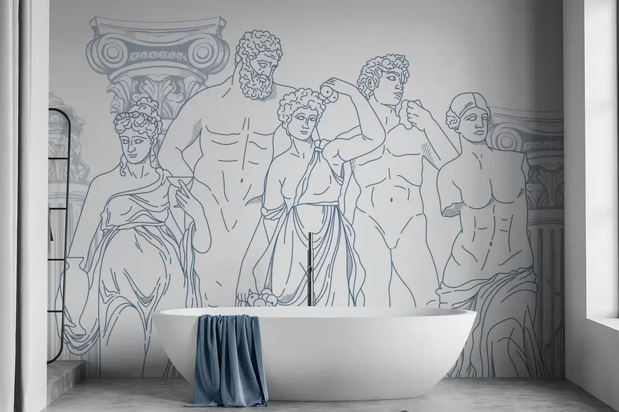 murales Gente antigua y columnas w04865