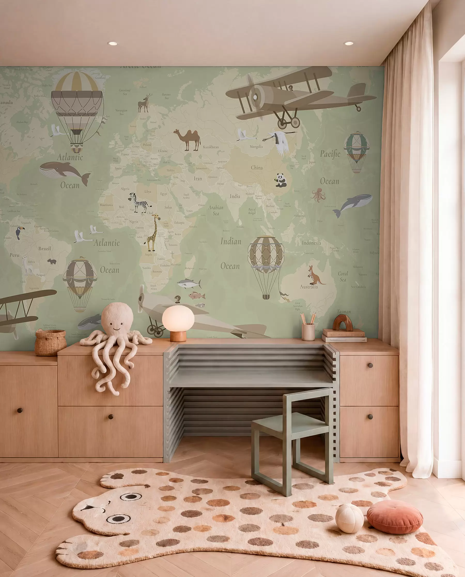 Wall Mural Photo Wallpaper Green Sky Atlas in English c00003env2