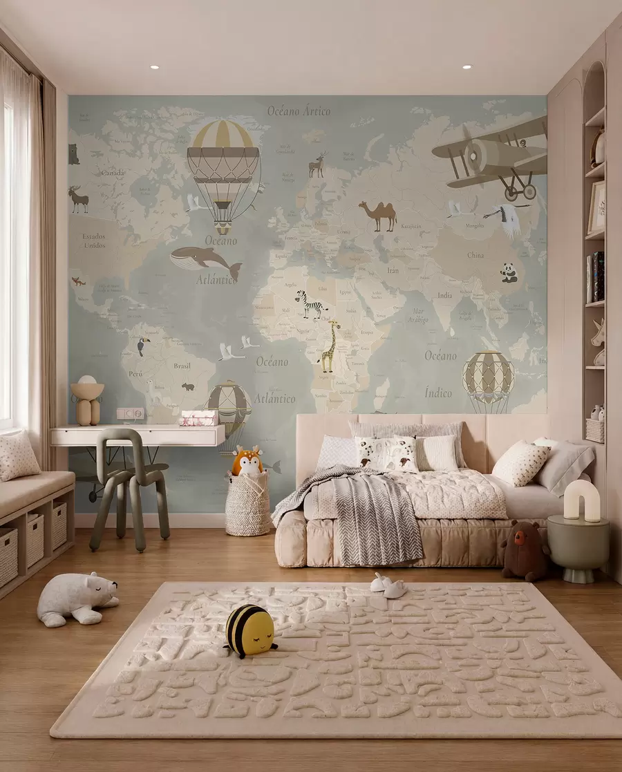 wall murals Beige Sky Atlas in Spanish c00003es