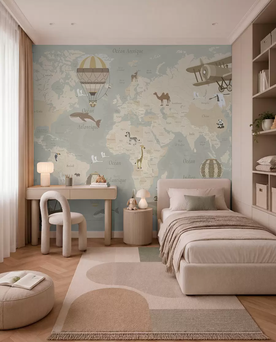wall murals Beige Sky Atlas in French c00003fr