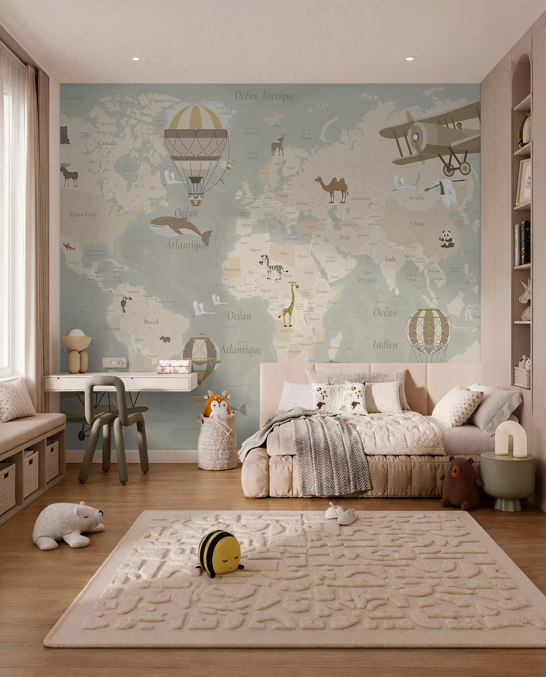 peintures murales Vols en français — beige c00003fr