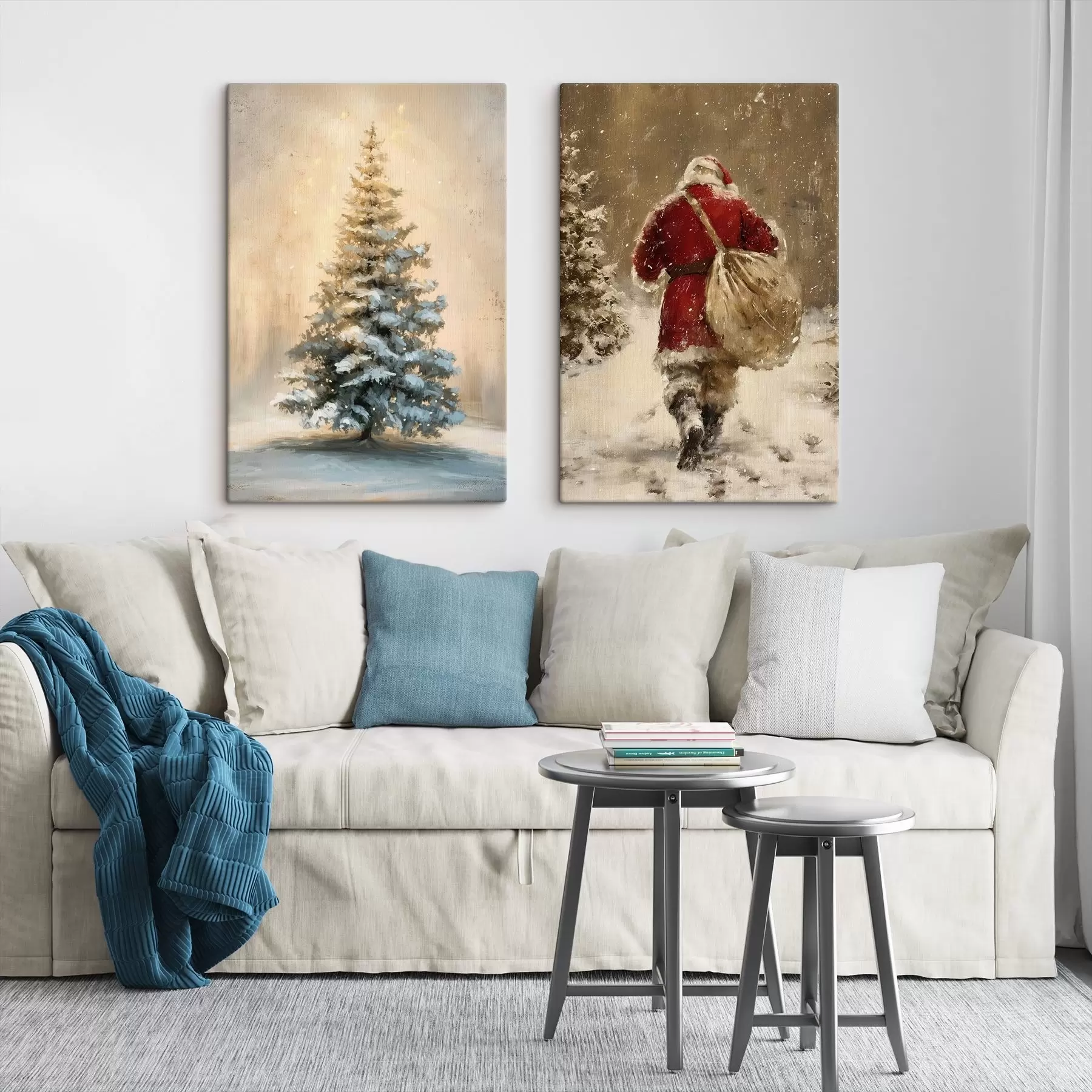 wall murals Santa Claus and Christmas tree m00956