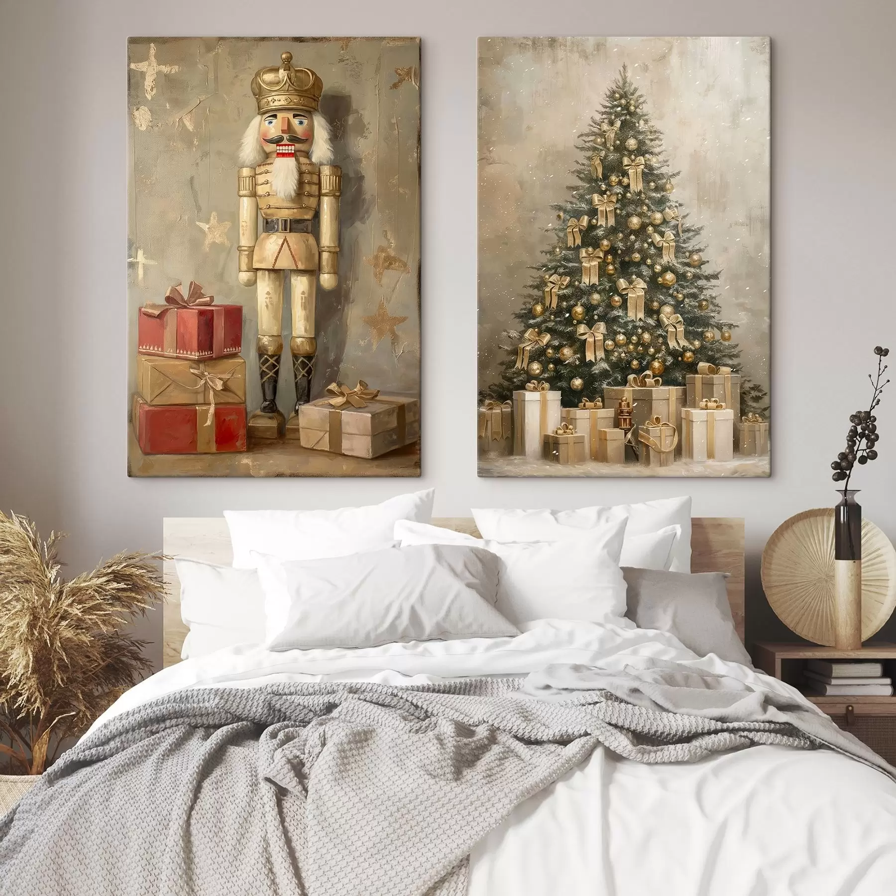 wall murals The Nutcracker and Christmas tree with presents m00957