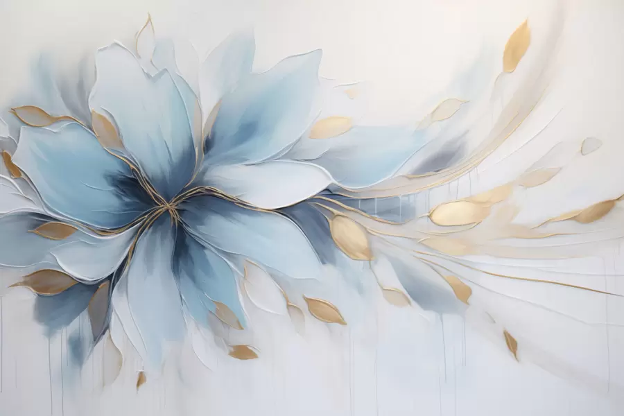 wall murals Abstract blue flower of calm with leaves w09500