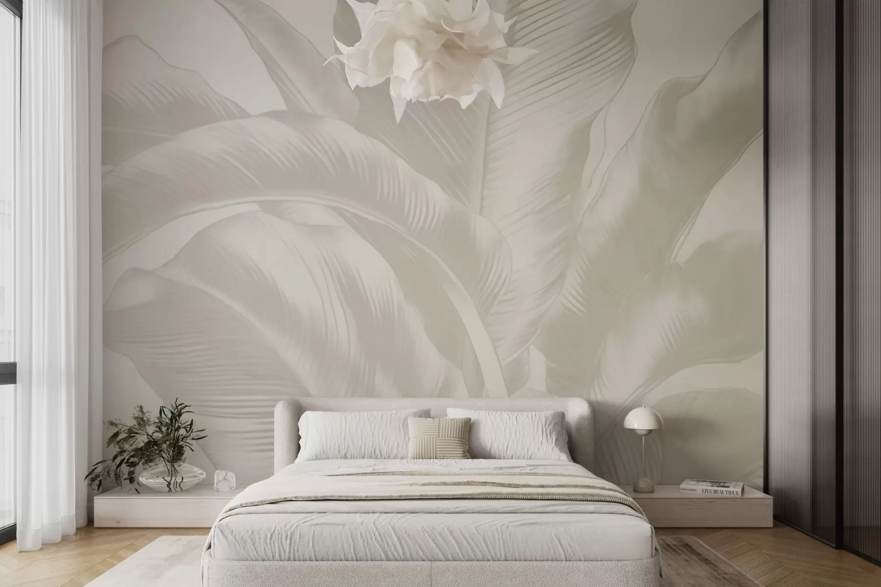 Wall Mural Photo Wallpaper Long leaves, banana leaves with a worn effect w04827