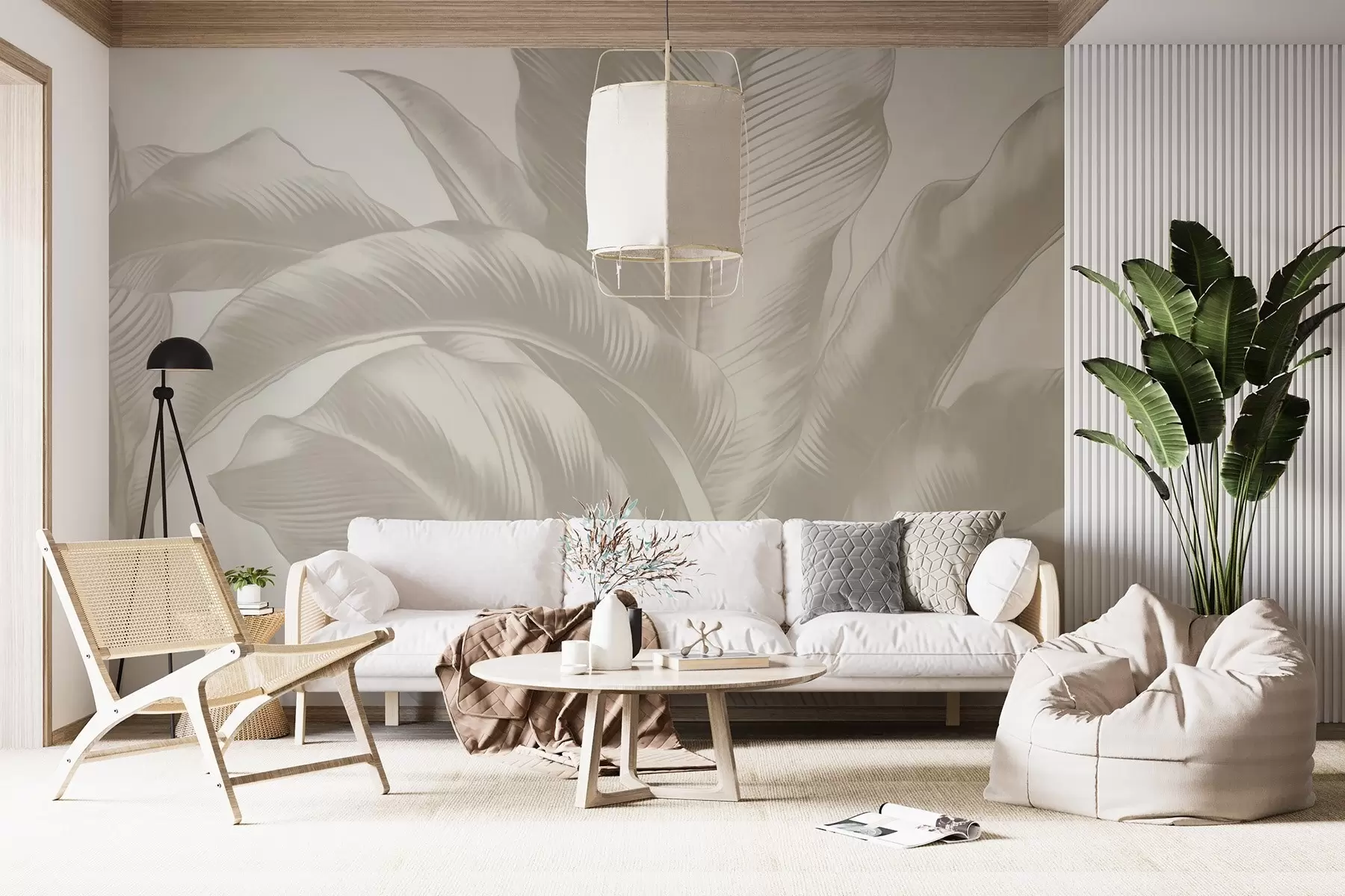Wall Mural Photo Wallpaper Long leaves, banana leaves with a worn effect w04827