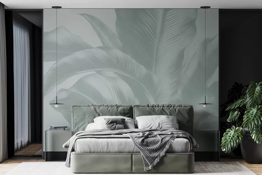 Wall Mural Photo Wallpaper Long leaves, banana leaves with a worn effect w04827v3